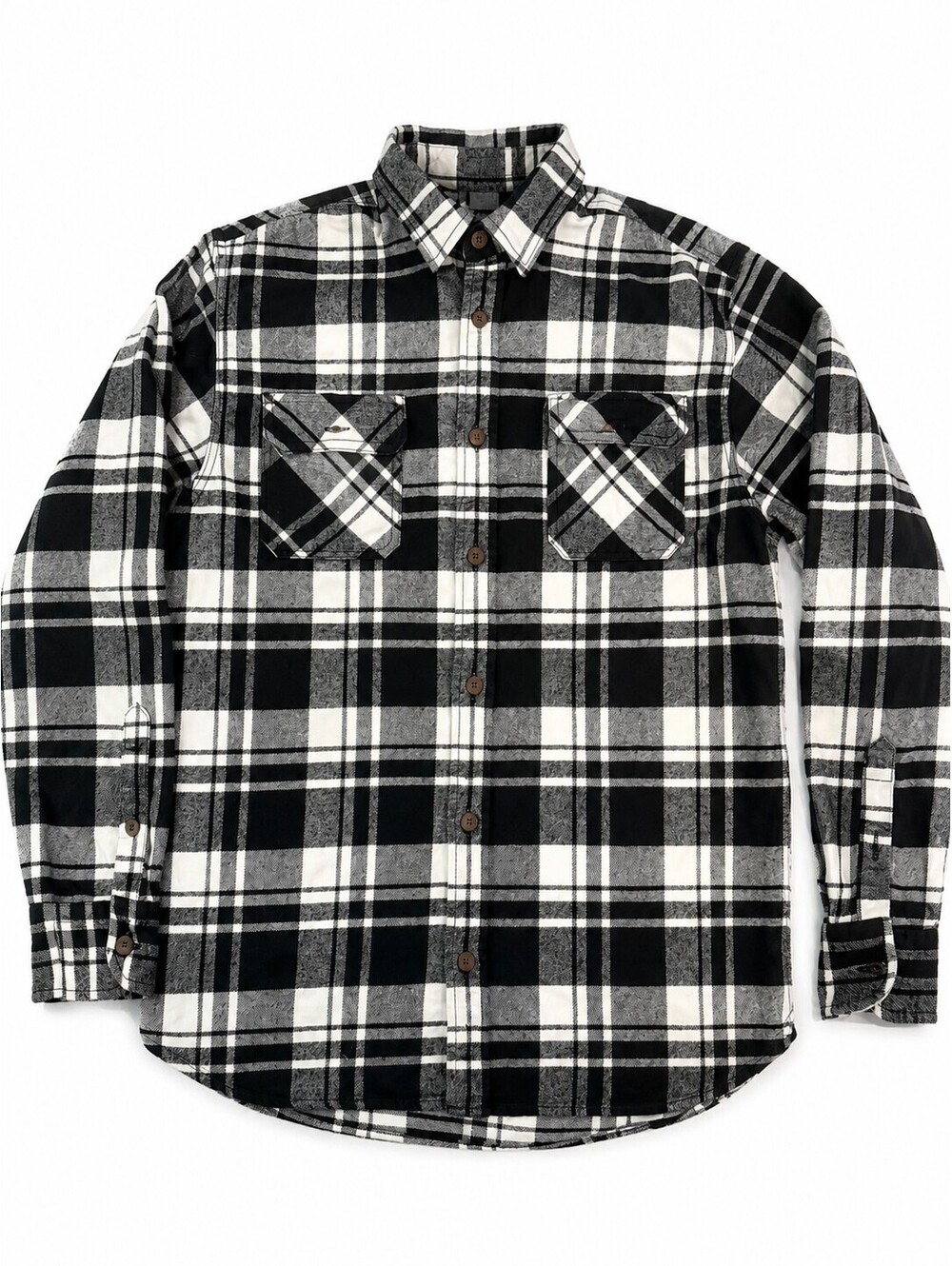 Jachs MFG Heritage Flannel Men’s Large Black Gray Plaid Button Up Shirt